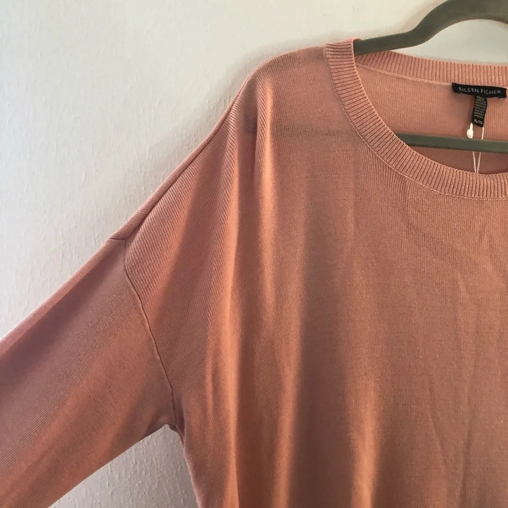 Eileen Fisher Sweater Blush Pink Rounded Neck High-Low Box Top Sz XL BNWT - Picture 5 of 10